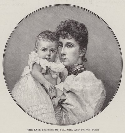 Feu la princesse de Bulgarie et le prince Boris (gravure) - English School