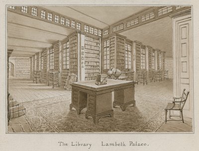 La bibliothèque, palais de Lambeth, Londres - English School