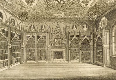 La Bibliothèque, gravée par Godfrey, de Description de Strawberry Hill par Horace Walpole, 1784 - English School