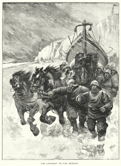 Le canot de sauvetage à la rescousse (gravure) - English School