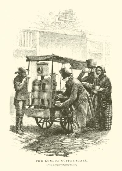 Le café de Londres (gravure) - English School