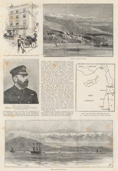 La perte du HMS Victoria (gravure) - English School