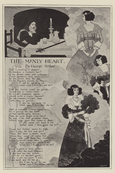 Le cœur viril, par George Wither (litho) - English School