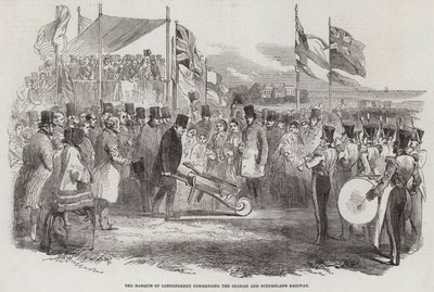 Le marquis de Londonderry commençant le chemin de fer de Seaham et Sunderland (gravure) - English School