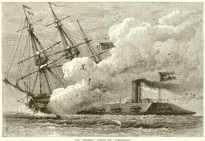 Le Merrimac coulant le Cumberland - English School