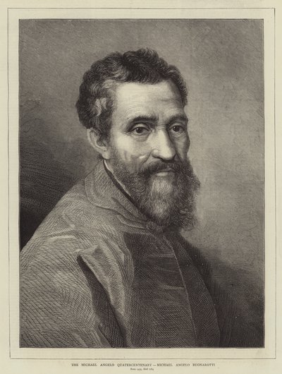 Le quatrecentenaire de Michel-Ange, Michel-Ange Buonarroti (gravure) - English School