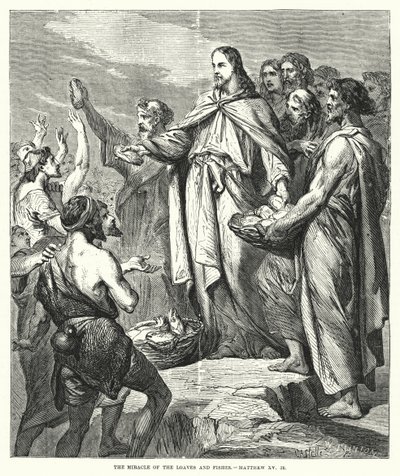 Le miracle des pains et des poissons, Matthieu XV, 36 - English School
