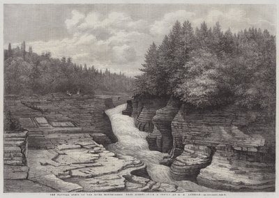 Les marches naturelles sur la rivière Montmorency, près de Québec (gravure) - English School