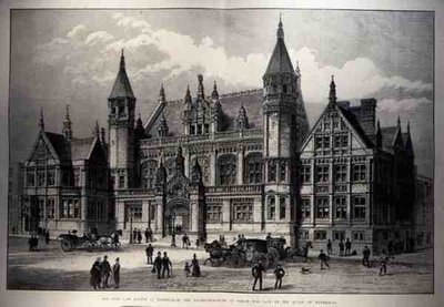 Les nouveaux tribunaux de Birmingham, dont la pierre angulaire a été posée par la reine, de The Illustrated London News, 26 mars 1887 - English School