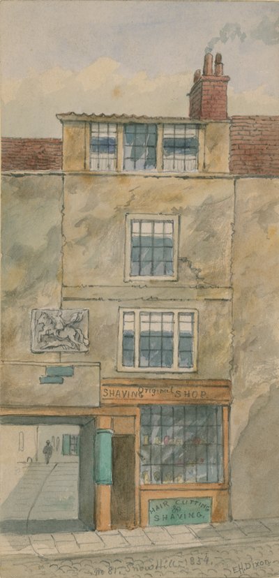 Le vieux George Inn, Snow Hill, Londres, en 1854 - English School