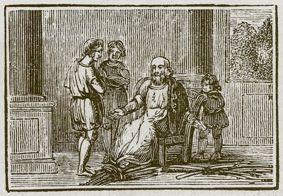 Le vieil homme et ses fils (gravure) - English School