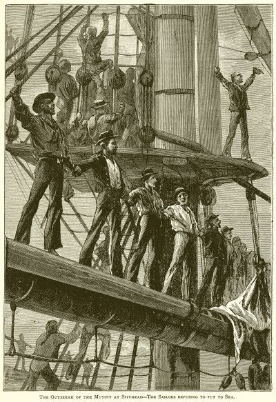 Le Début de la Mutinerie à Spithead--Les Marins Refusant de Mettre à la Mer - English School