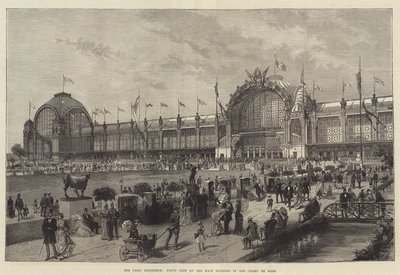 Exposition de Paris, vue de face du bâtiment principal au Champ de Mars (gravure) - English School
