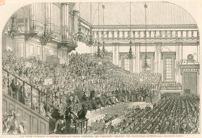 Le Congrès de la Paix à Exeter Hall, Sir David Brewster, le président, lisant le discours inaugural - English School