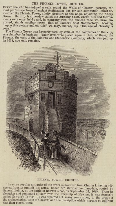 La tour Phoenix, Chester (gravure) - English School