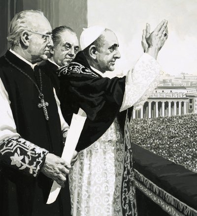Le Pape saluant la foule - English School
