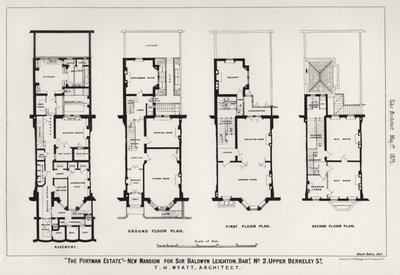 "Le domaine Portman," Nouveau manoir pour Sir Baldwyn Leighton, baronnet, No 2, Upper Berkeley Street (gravure) - English School