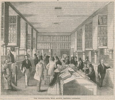 Le bureau des testaments de prérogative, Doctors Commons, Londres - English School