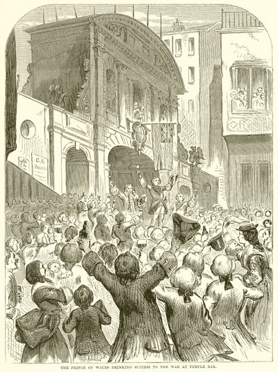 Le Prince de Galles buvant au succès de la guerre à Temple Bar - English School
