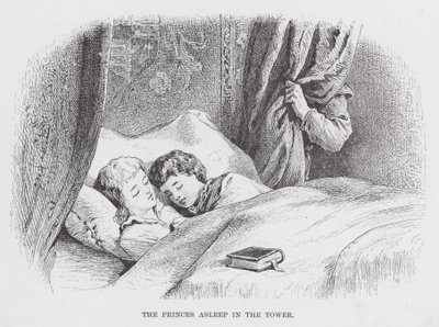 Les princes endormis dans la tour (gravure) - English School