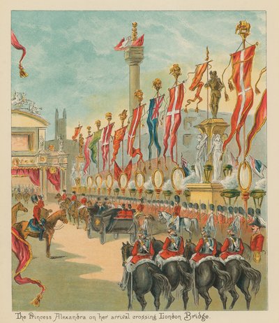 La princesse Alexandra à son arrivée traversant le pont de Londres - English School