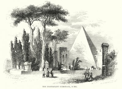 Le cimetière protestant, Rome (gravure) - English School
