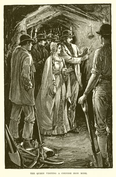 La Reine Visitant une Mine de Fer en Cornouailles - English School