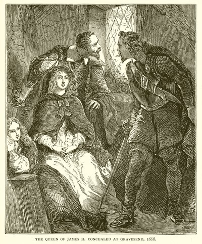 La reine de Jacques II cachée à Gravesend, 1688 - English School