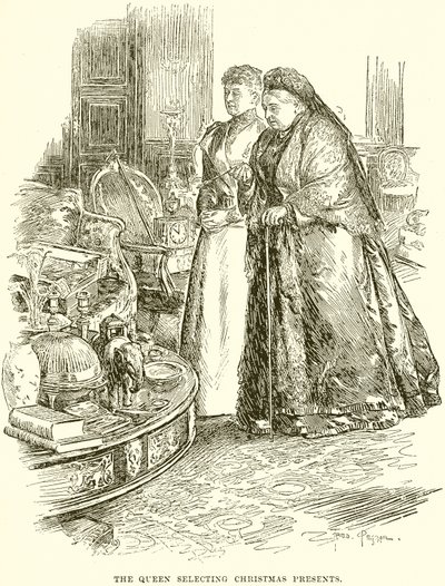 La Reine choisissant des cadeaux de Noël - English School