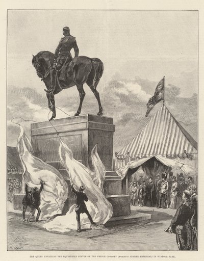 La reine dévoilant la statue équestre du prince consort (Women