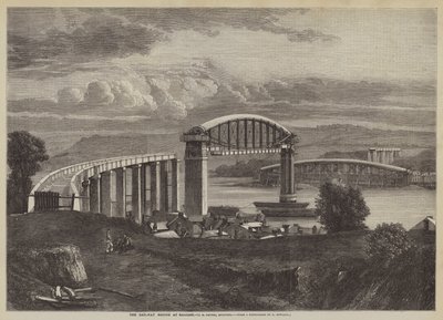 Le pont ferroviaire de Saltash, I K Brunel, ingénieur (gravure) - English School