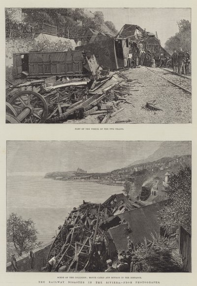 La catastrophe ferroviaire sur la Riviera (gravure) - English School