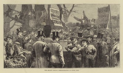 La récente manifestation fenian à Hyde Park (gravure) - English School