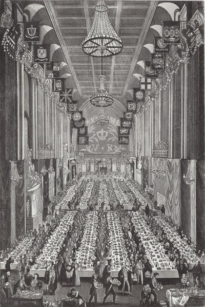 Le banquet royal à Guildhall le 9 novembre 1837 - English School