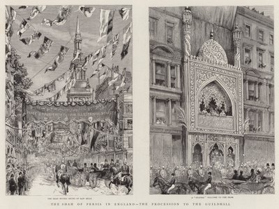 Le Shah de Perse en Angleterre, la procession vers le Guildhall - English School
