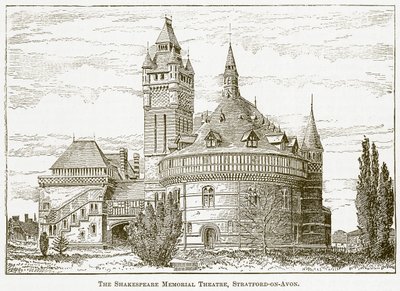 Le Shakespeare Memorial Theatre, Stratford-on-Avon (gravure) - English School