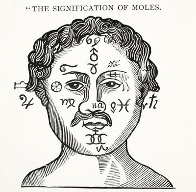 La signification des grains de beauté, illustration de Chap-books du XVIIIe siècle par John Ashton, pub. 1882 - English School
