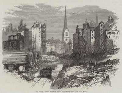 Les travaux du chemin de fer sud-est sur Dowgate-Hill - English School