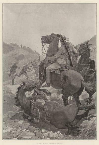 La Question sud-africaine, une escarmouche (lithographie) - English School