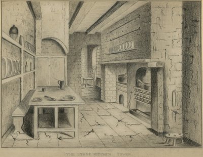 La cuisine en pierre dans la Tour de Londres - English School