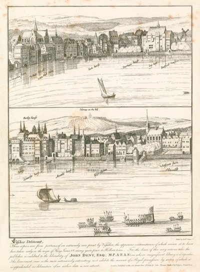 Le Strand, Londres, depuis la Tamise au XVIIe siècle - English School