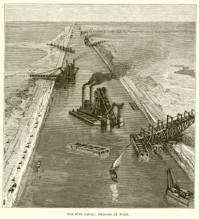 Le canal de Suez : dragues au travail - English School