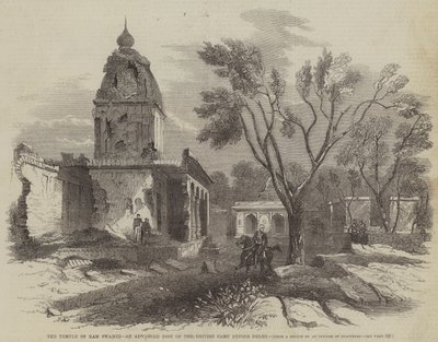 Le temple de Ram Swamee, un poste avancé du camp britannique devant Delhi (gravure) - English School