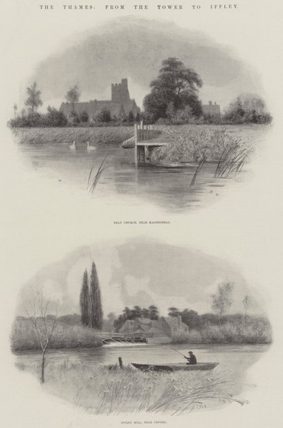La Tamise, de la Tour à Iffley (lithographie) - English School