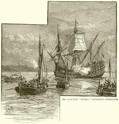 Le navire de guerre Guinea imposant la soumission - English School