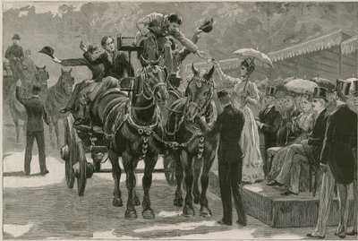 Le défilé des chevaux de trait du lundi de Pentecôte à Regents Park ; La princesse May remettant les badges - English School