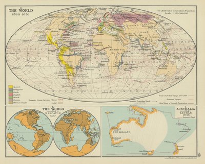 Le monde 1588-1650 (lithographie couleur) - English School