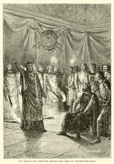 Les barons et prélats devant le roi Jean à Westminster Hall - English School