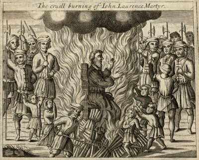 Le cruel bûcher de Jean Laurence, martyr (gravure) - English School