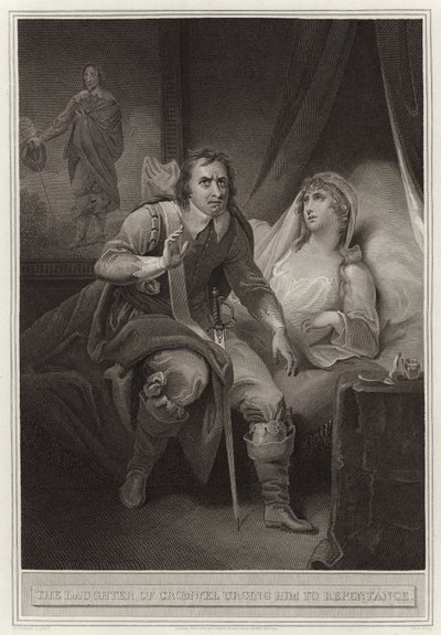 La fille de Cromwell le pressant de se repentir - English School